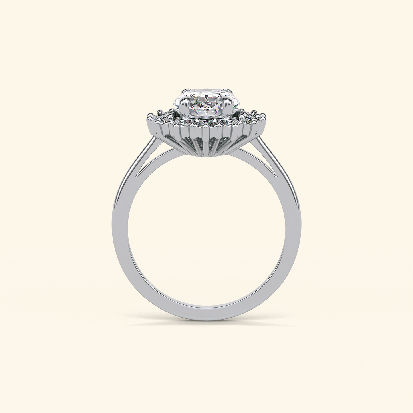 Oval Moissanite Cluster Engagement Ring – 1.91 CT Center Stone in Solid Gold