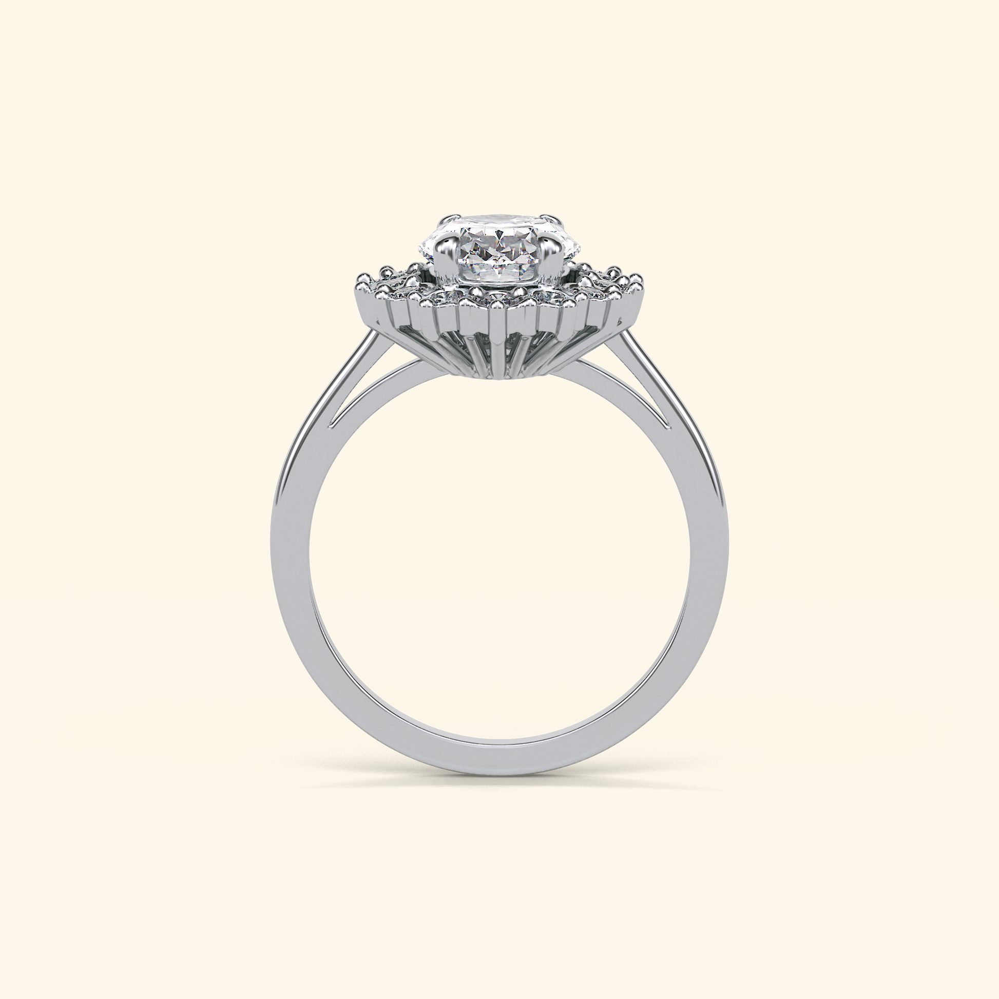 Oval Moissanite Cluster Engagement Ring – 1.91 CT Center Stone in Solid Gold