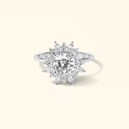 Cushion Moissanite Cluster Engagement Ring – 1.21 CT Center Stone in Solid Gold