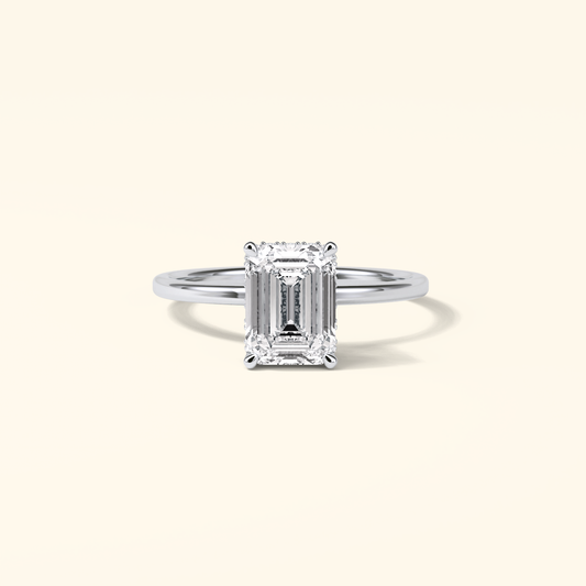 Emerald Moissanite Halo Engagement Ring – 1.60 CT Center Stone in Solid Gold