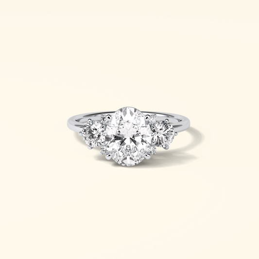 Oval Moissanite Cluster Engagement Ring – 1.91 CT Center Stone in Solid Gold