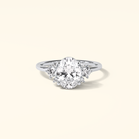 Oval Moissanite Cluster Engagement Ring – 1.91 CT Center Stone in Solid Gold
