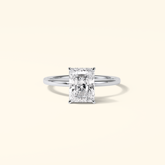 Radiant Moissanite Hidden Halo Engagement Ring – 1.67 CT Center Stone in Solid Gold