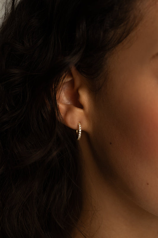 0.27 TCW Round Cut Multi Stone C Hoops Moissanite Earrings