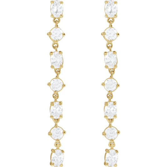 0.50 TCW Round & Oval Cut Moissanite Drop Earrings in Gold 1