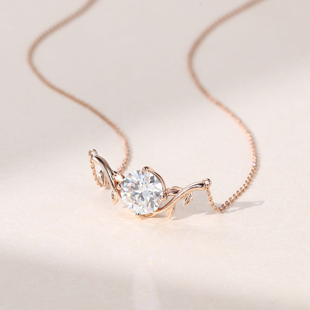 2.0 CT Round Moissanite Diamond Solitaire Pendant Necklace in Solid Gold 2