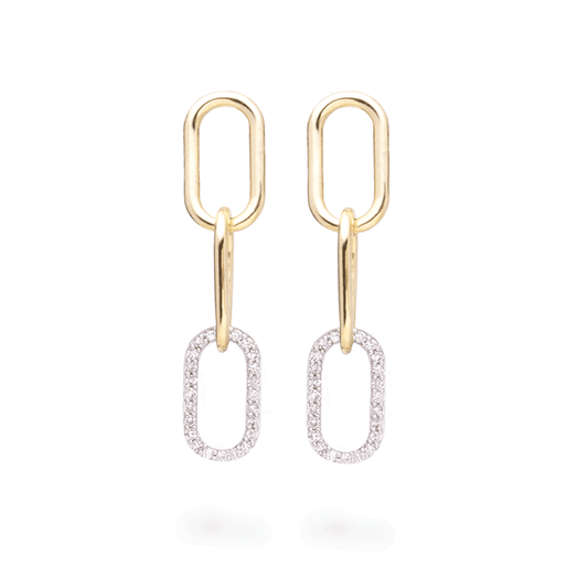 1.0 TCW Round Cut Moissanite Linked Up Earrings in Gold 1