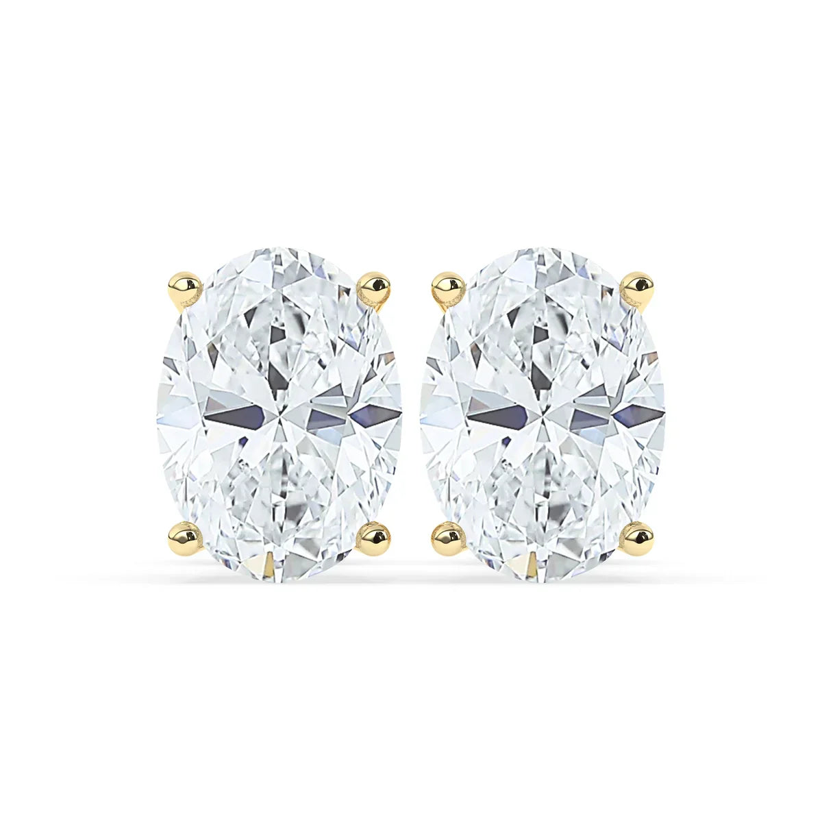 2.0 TCW Oval Cut Moissanite Hidden Halo Stud Earrings in Gold 1