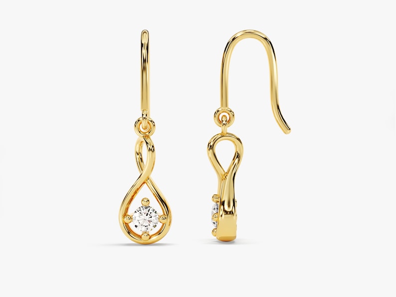 0.30 TCW Round Cut Moissanite Drop Earrings in Gold 1