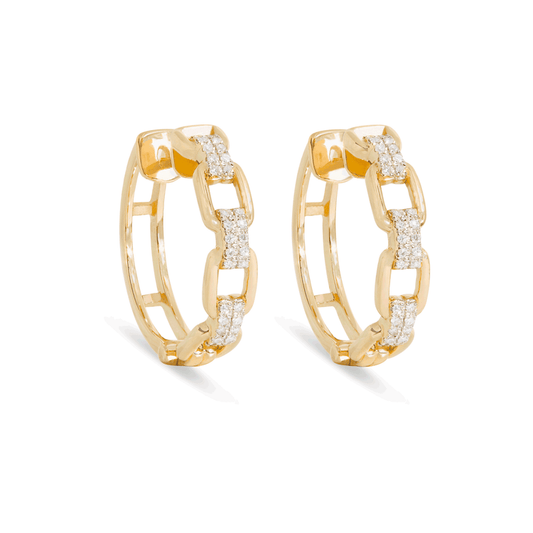 1.0 TCW Round Cut Moissanite Linked Chain Hoops Earrings in Gold 1