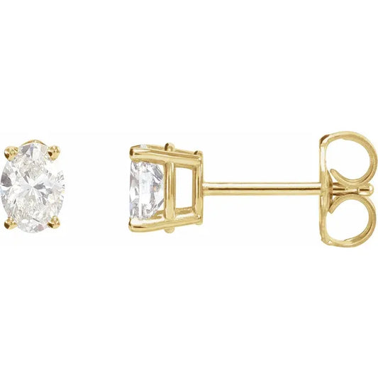 Classic 0.50 TCW Oval Cut Moissanite Stud Earrings in Gold 1