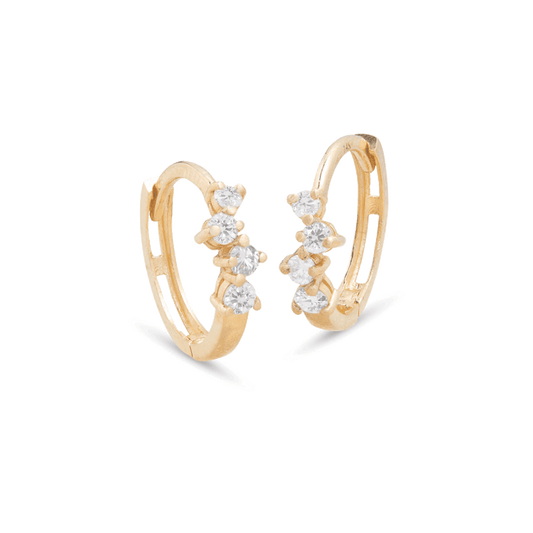 0.50 TCW Round Cut Moissanite Cluster Huggies Earrings in Gold 1