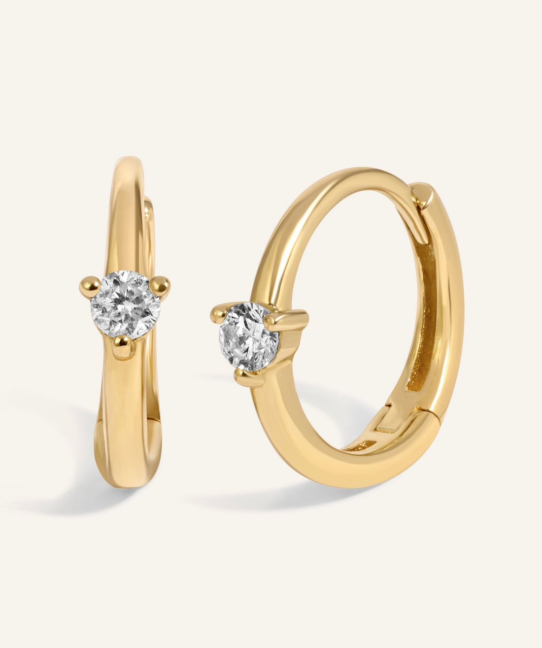 0.10 TCW Round Cut Moissanite Hoops Earrings in Gold 1