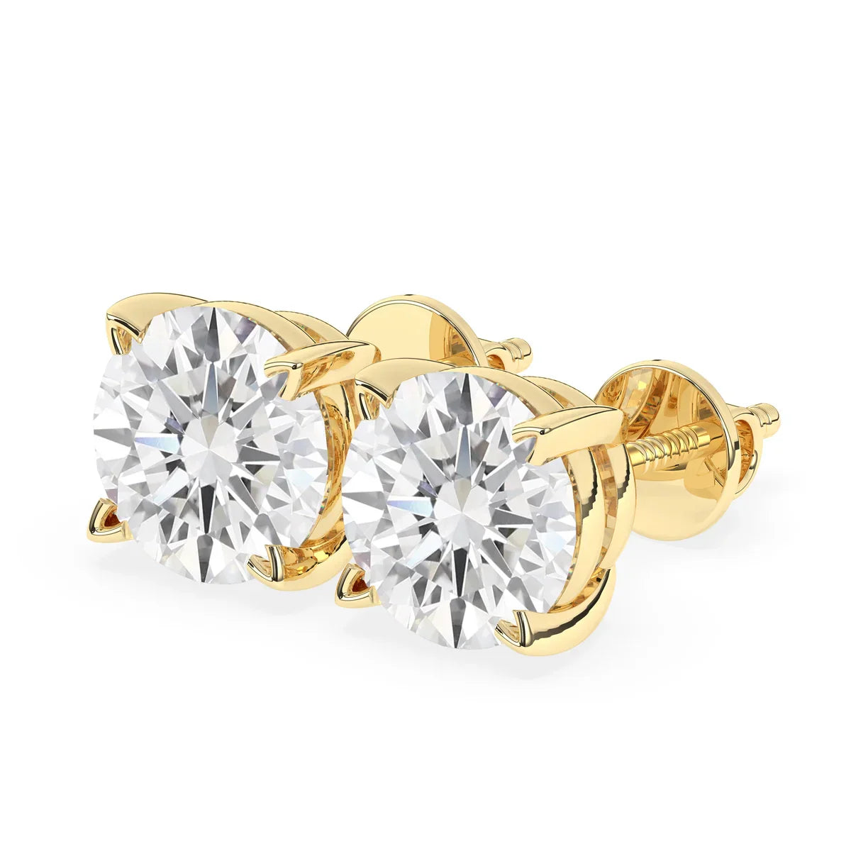 2.0 TCW Round Cut Moissanite Studs Earrings in Gold 2