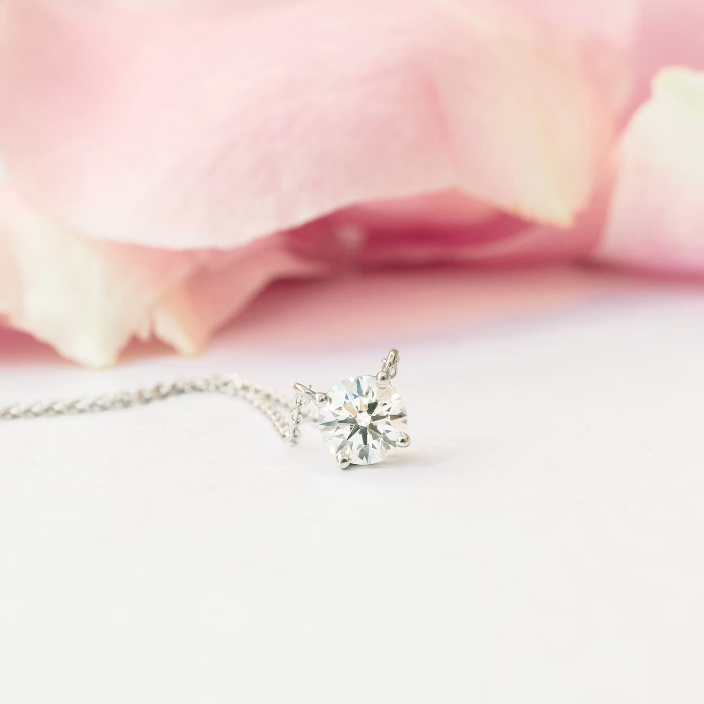 1.0 CT Round Shape Moissanite Diamond Solitaire Pendant Necklace in Solid Gold 1