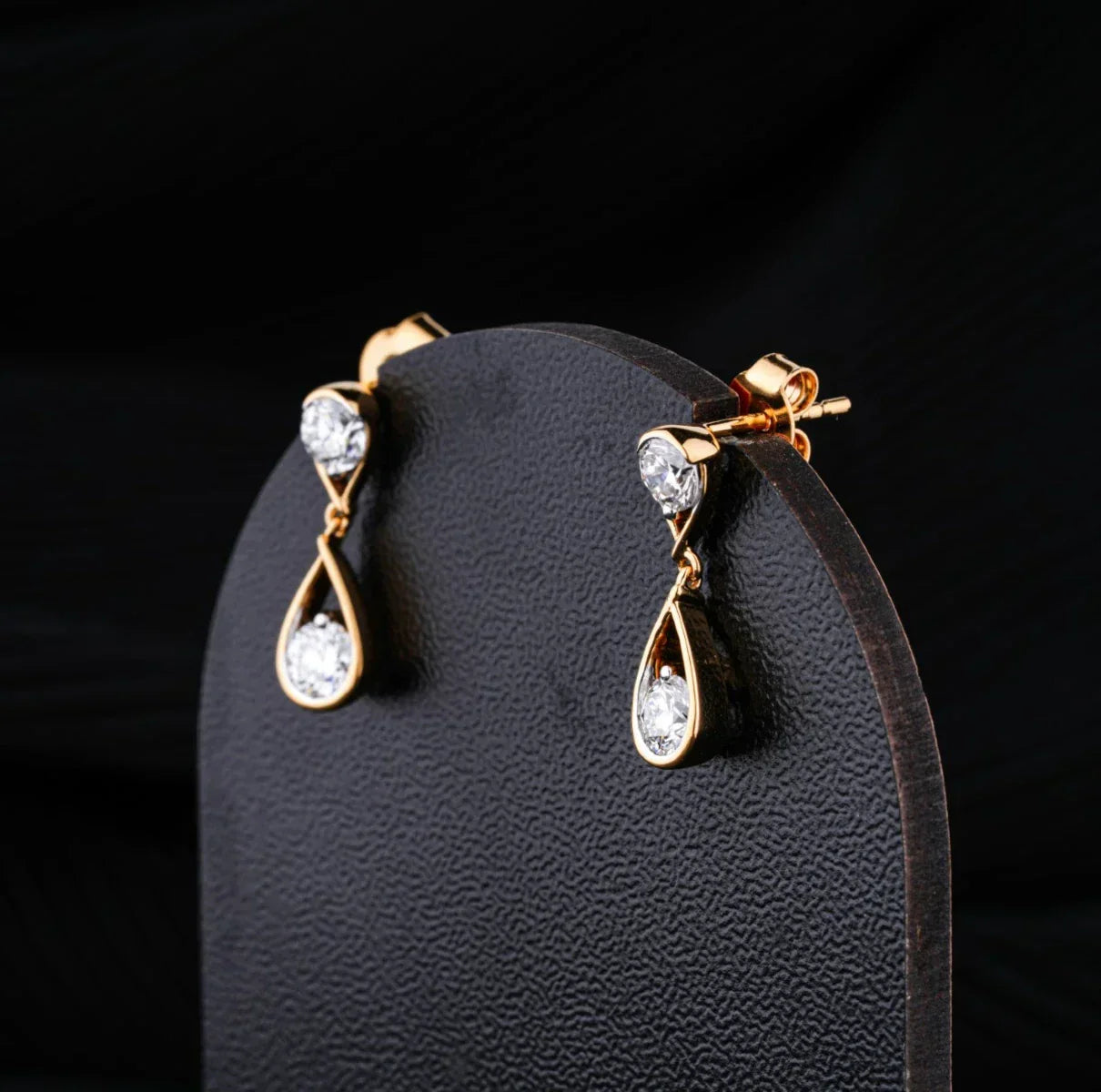 1.0 TCW Round Cut Moissanite Drop Earrings in Gold 2