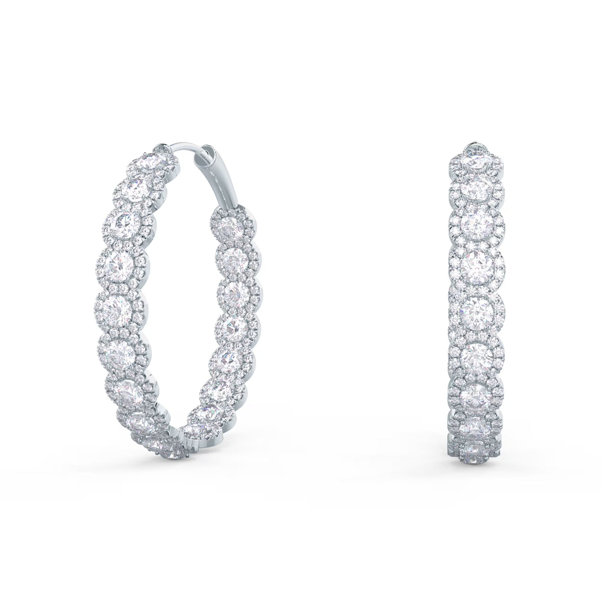 1.50 TCW Round Cut Moissanite Prong Set Inside Out Hoops Earrings in Gold 2