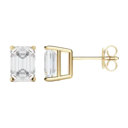 Classic 0.50 TCW Emerald Cut Moissanite Stud Earrings in Gold 1