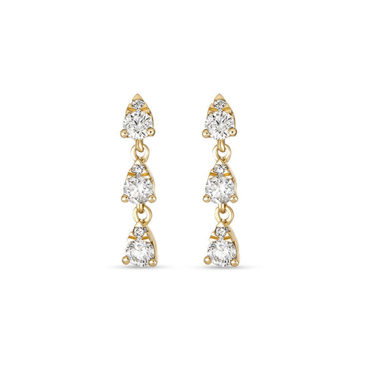1.0 TCW Round Cut Moissanite Pear Drop Earrings in Gold 1