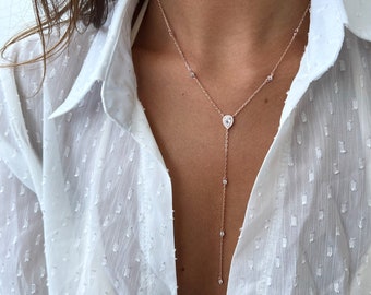 0.5 TCW Round Shape Moissanite Lariat Necklace