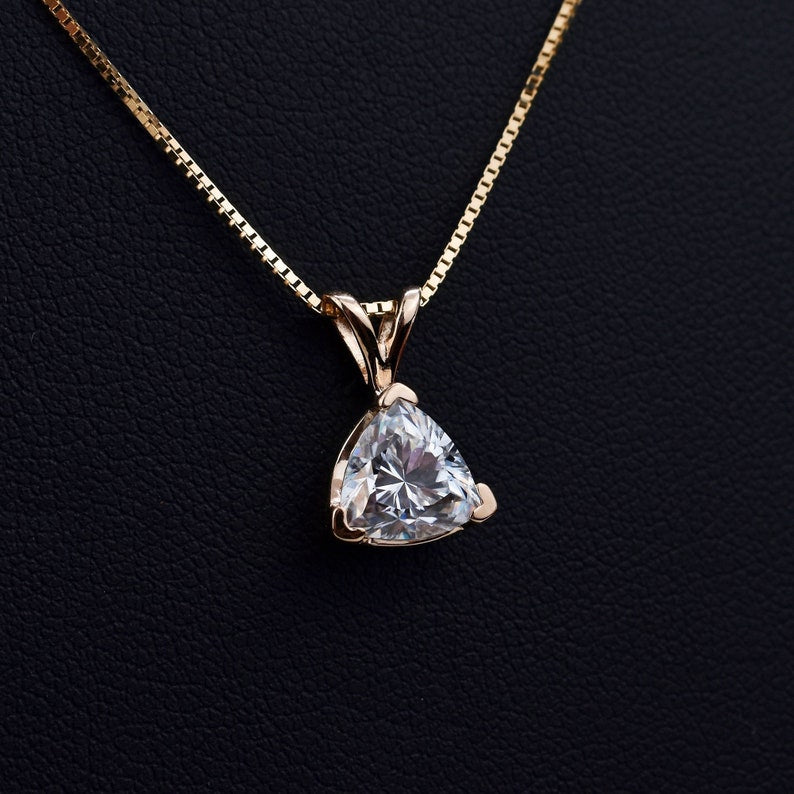 1.10 CT Trillion Shape Moissanite Solitaire Necklace