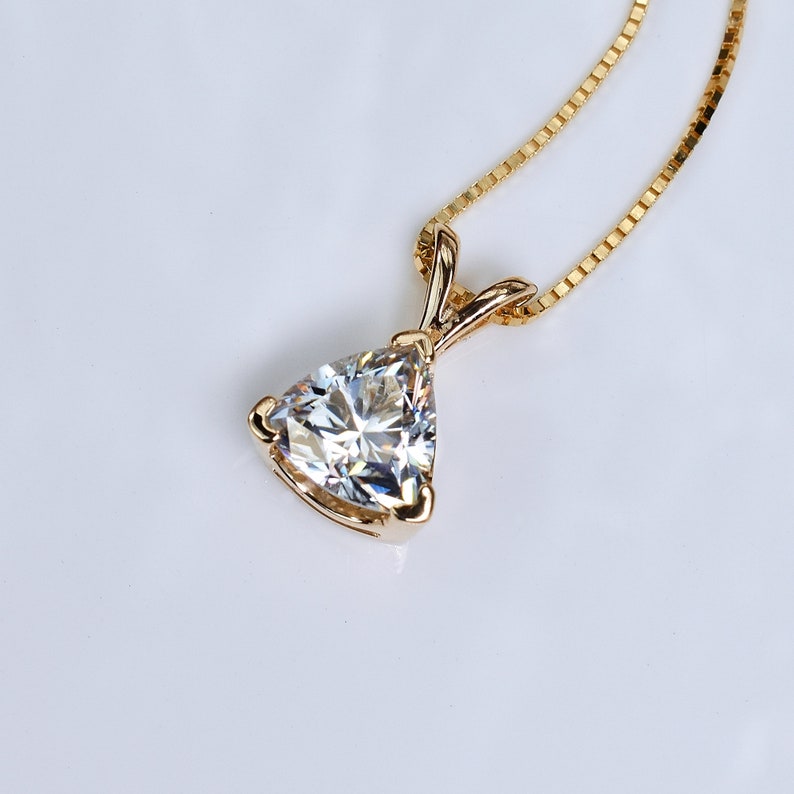 1.10 CT Trillion Shape Moissanite Solitaire Necklace