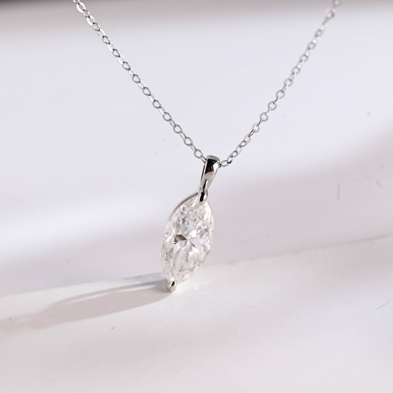 1 TCW Marquise Shape Moissanite Solitaire Necklace