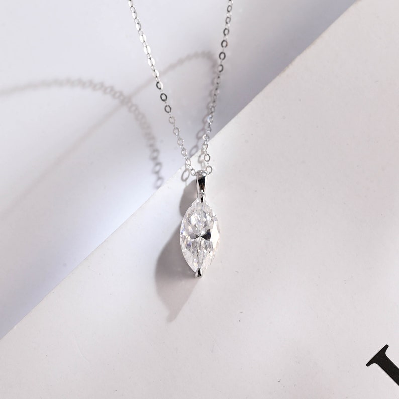 1 TCW Marquise Shape Moissanite Solitaire Necklace