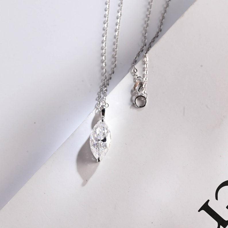 1 TCW Marquise Shape Moissanite Solitaire Necklace