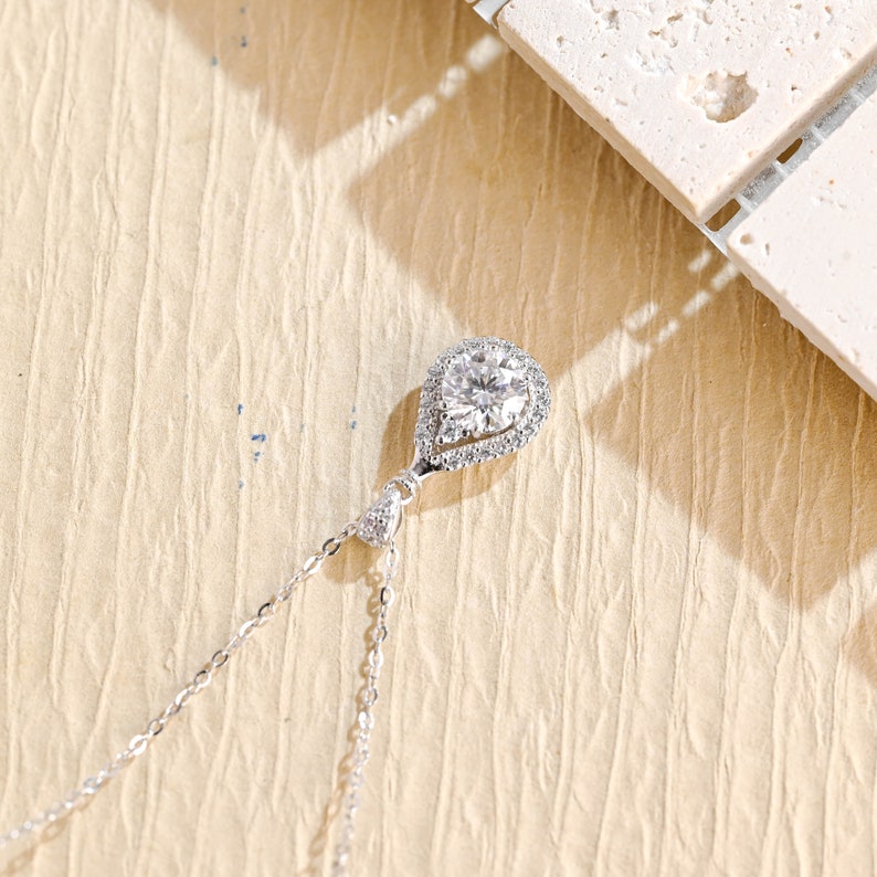 1 CT Round Shaped Moissanite Halo Necklace