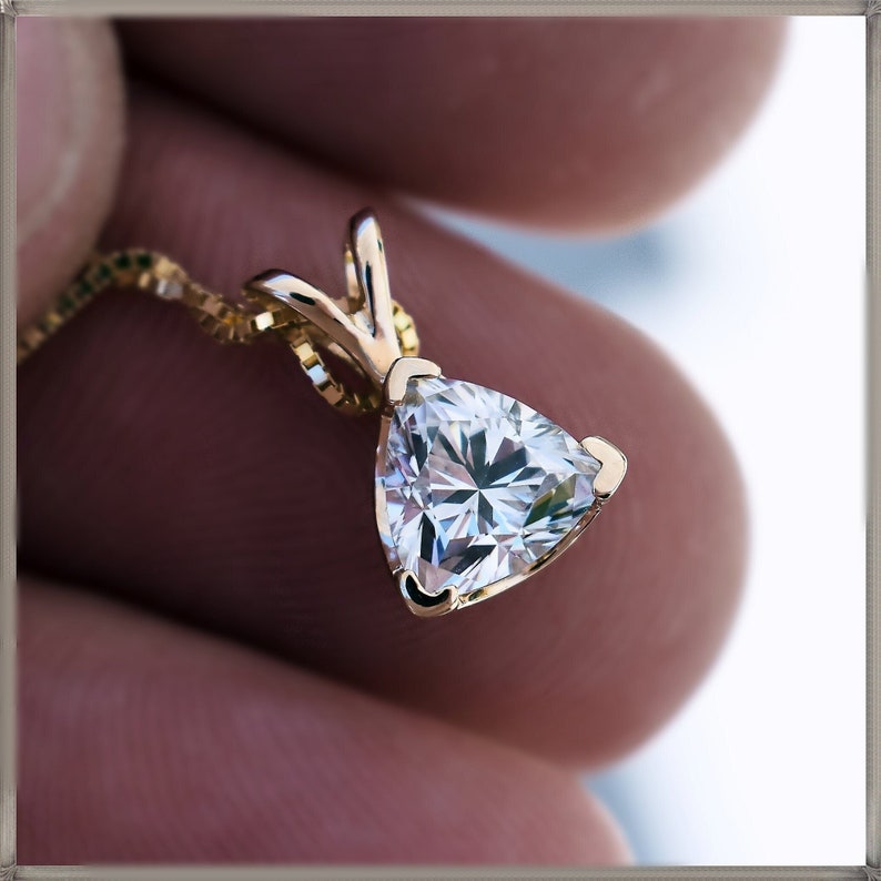 1.10 CT Trillion Shape Moissanite Solitaire Necklace