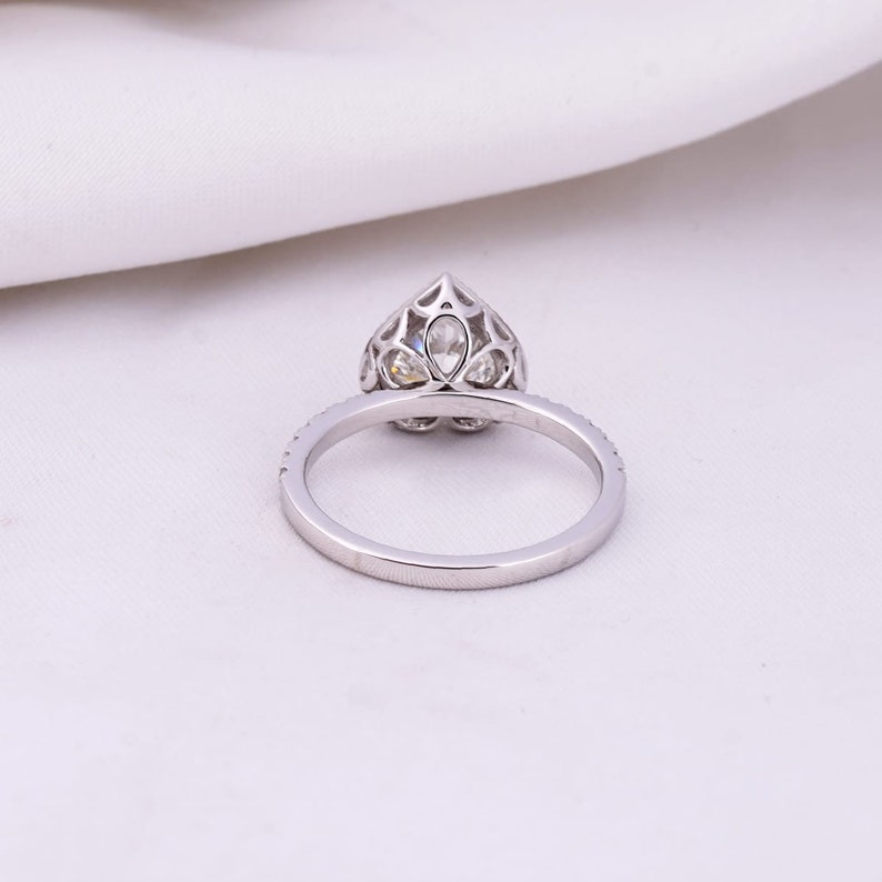 1.5 CT Heart Cut Halo Style Moissanite Engagement Ring