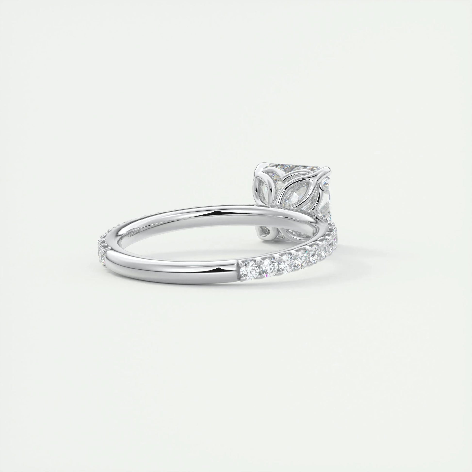 2.03 CT Asscher Cut Solitaire Pave Moissanite Engagement Ring 3