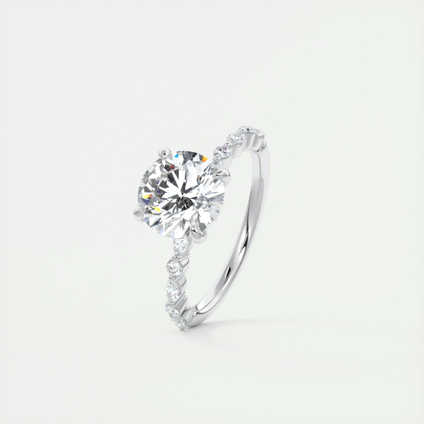 2.0 CT Round Solitaire Pave Moissanite Engagement Ring 4