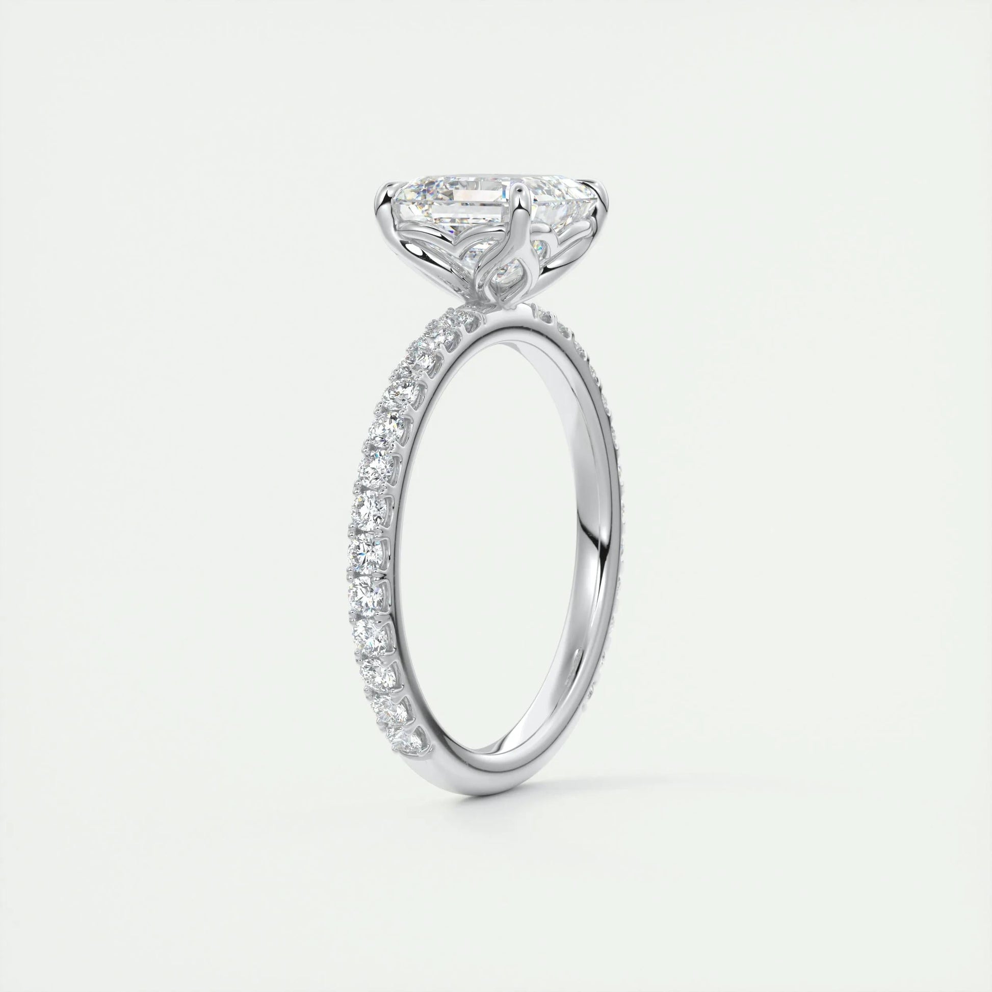 2.03 CT Asscher Cut Solitaire Pave Moissanite Engagement Ring 5