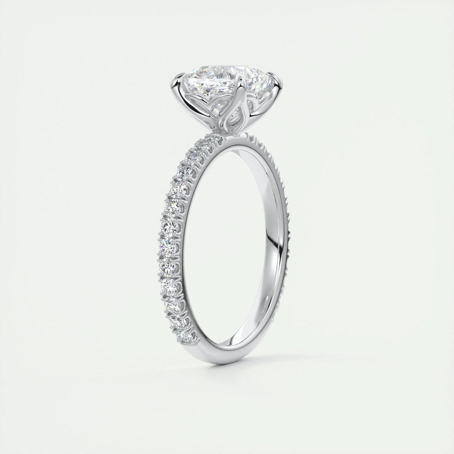 2.15 CT Cushion Cut Solitaire Pave Moissanite Engagement Ring 6