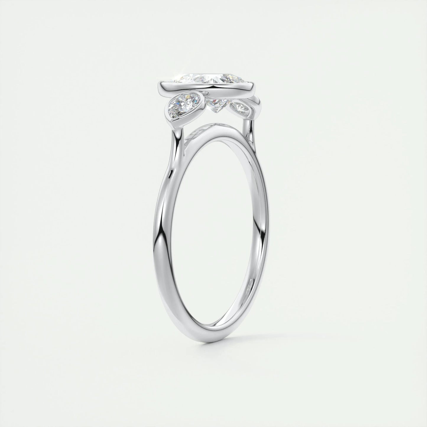 1.33 CT Pear Bezel 3 Stone Moissanite Engagement Ring 6