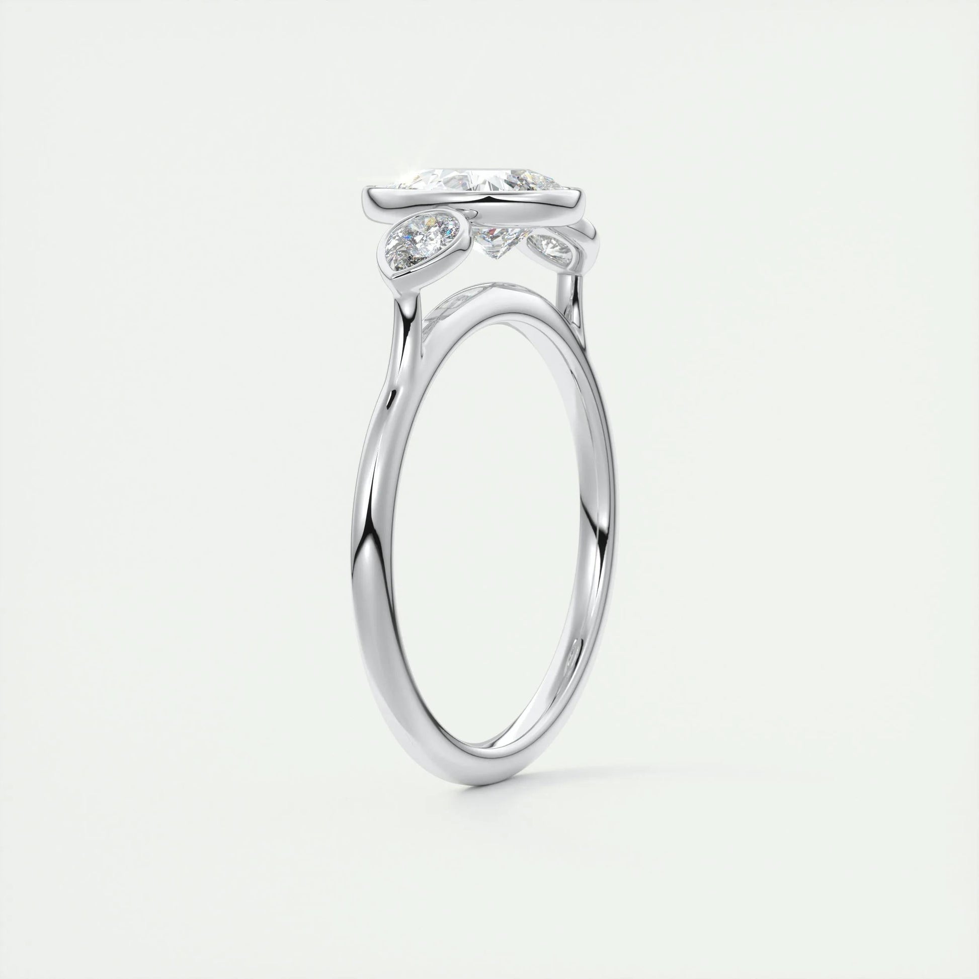 1.33 CT Pear Bezel 3 Stone Moissanite Engagement Ring 6