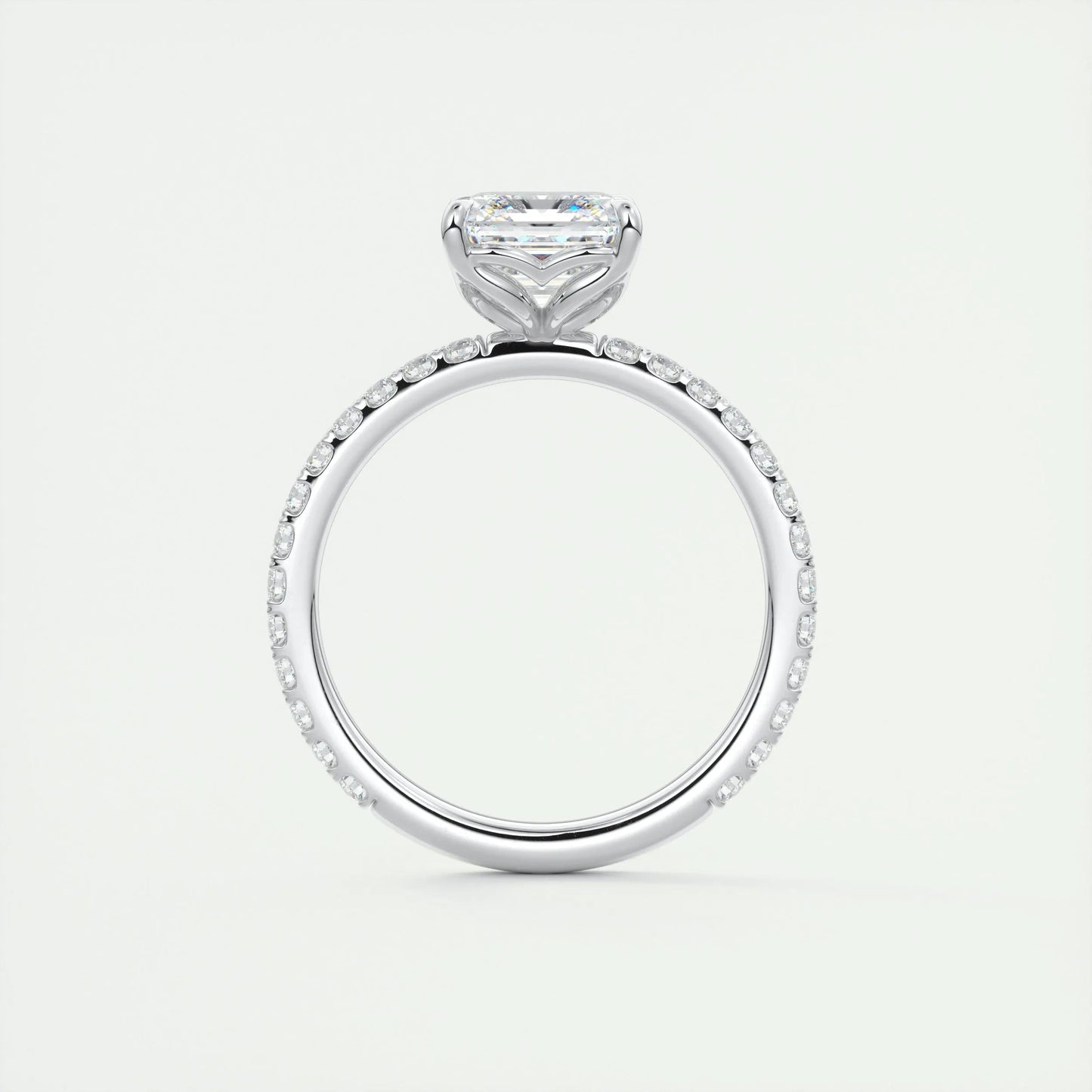 2.03 CT Asscher Cut Solitaire Pave Moissanite Engagement Ring 6