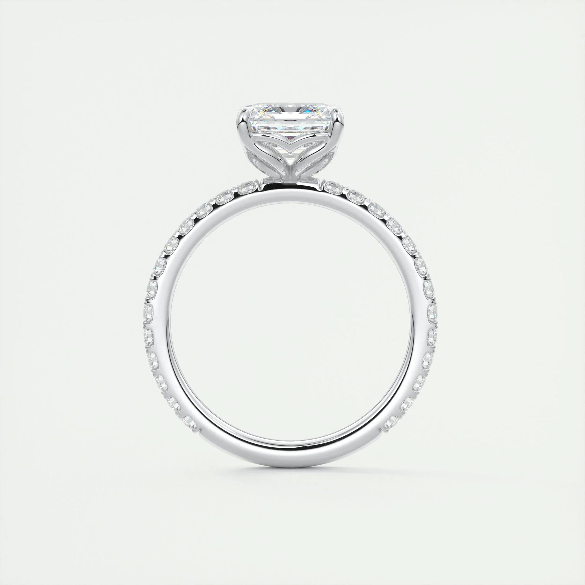 2.03 CT Asscher Cut Solitaire Pave Moissanite Engagement Ring 6