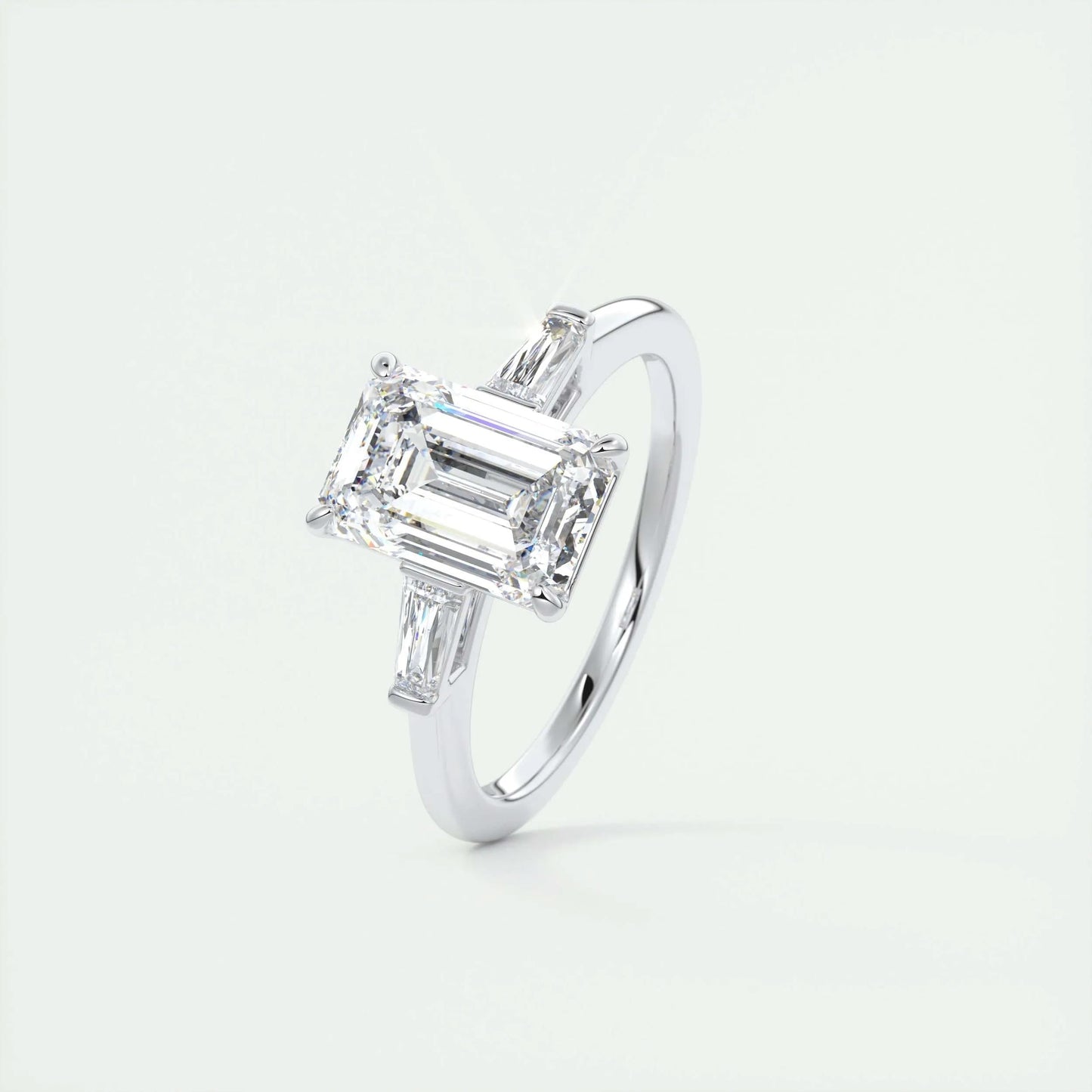 1.91 CT Emerald Cut Three Stone Moissanite Engagement Ring 5