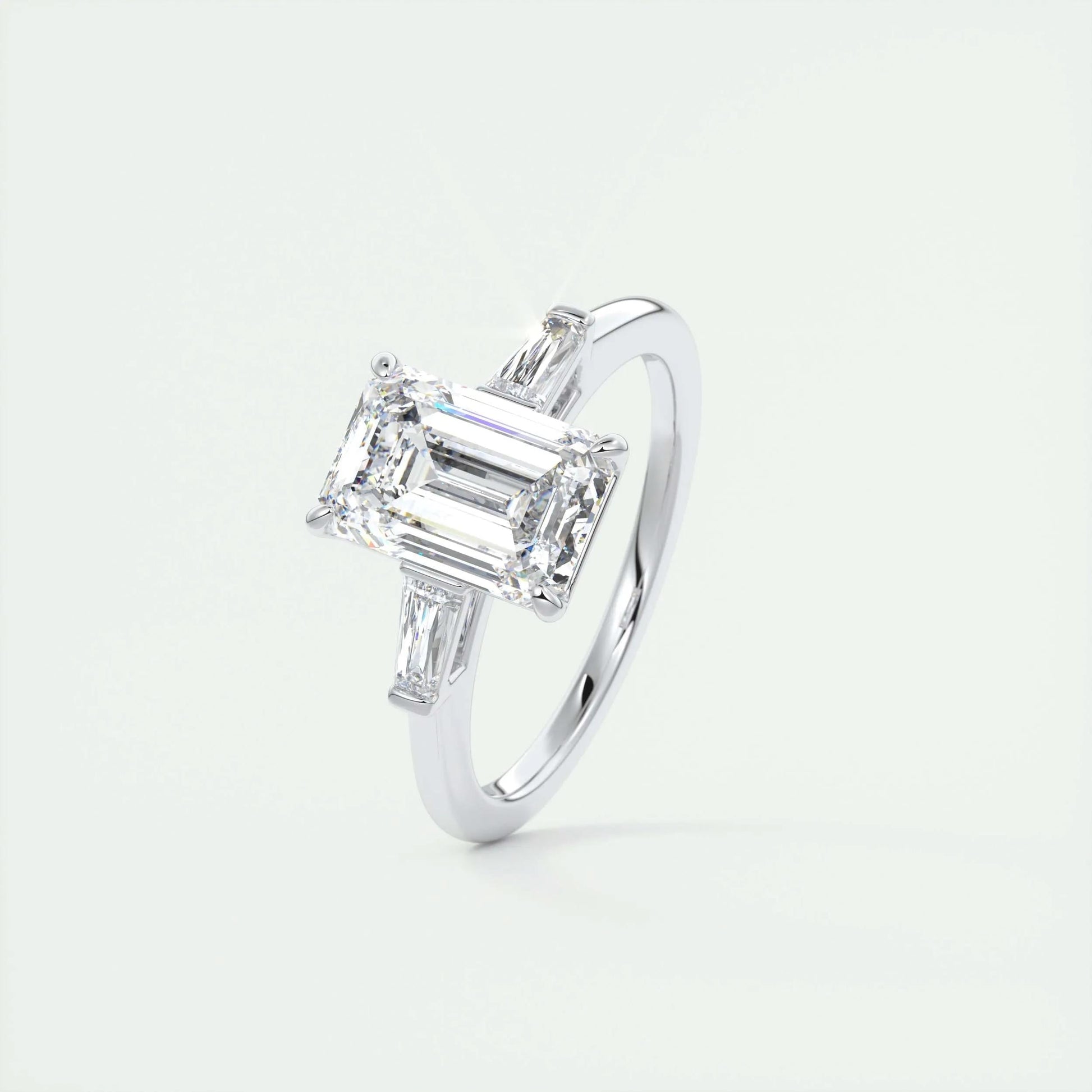 1.91 CT Emerald Cut Three Stone Moissanite Engagement Ring 5