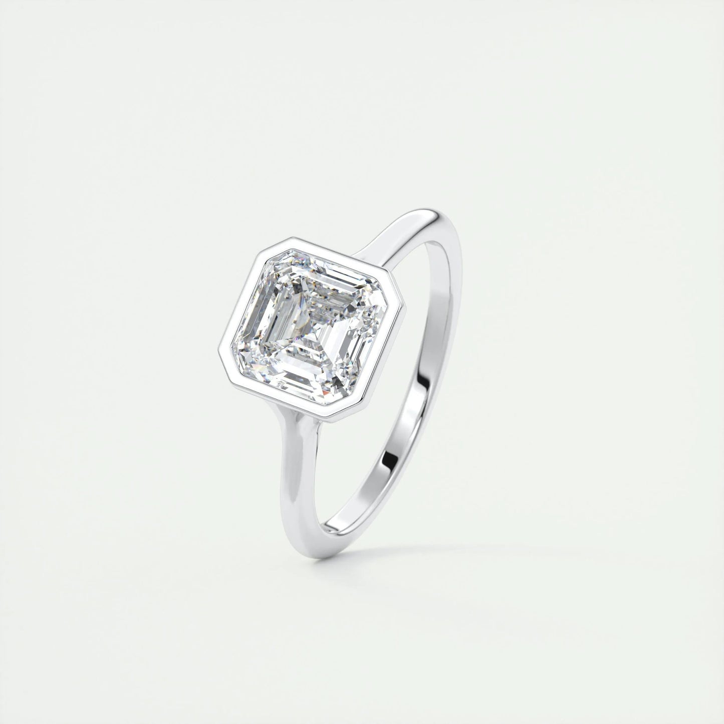 2.03 CT Asscher Cut Bezel Solitaire Moissanite Engagement Ring 4