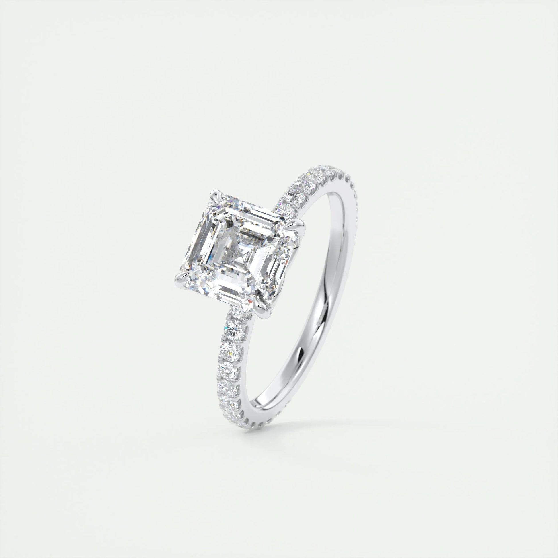 2.03 CT Asscher Cut Solitaire Pave Moissanite Engagement Ring 4