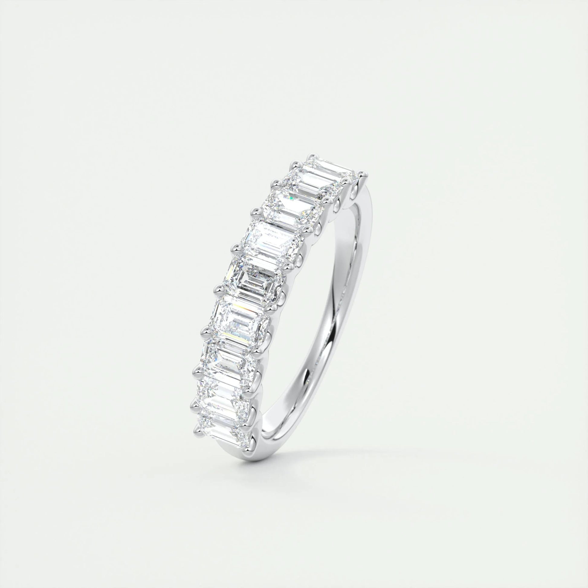 1.80 Emerald Cut Half Eternity Moissanite Bridal Wedding Band 6