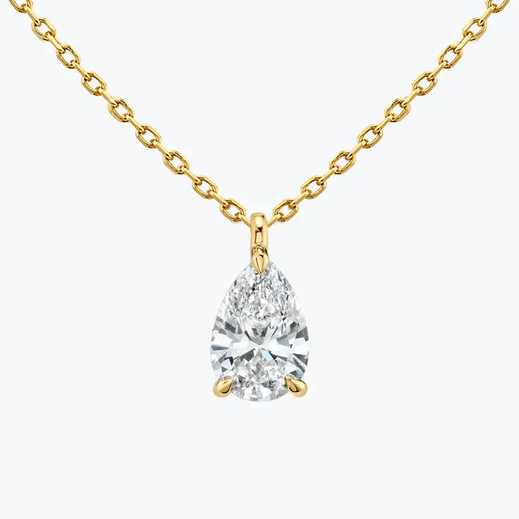 0.25-1.0ct Pear Cut Solitaire Moissanite Diamond Necklace 2