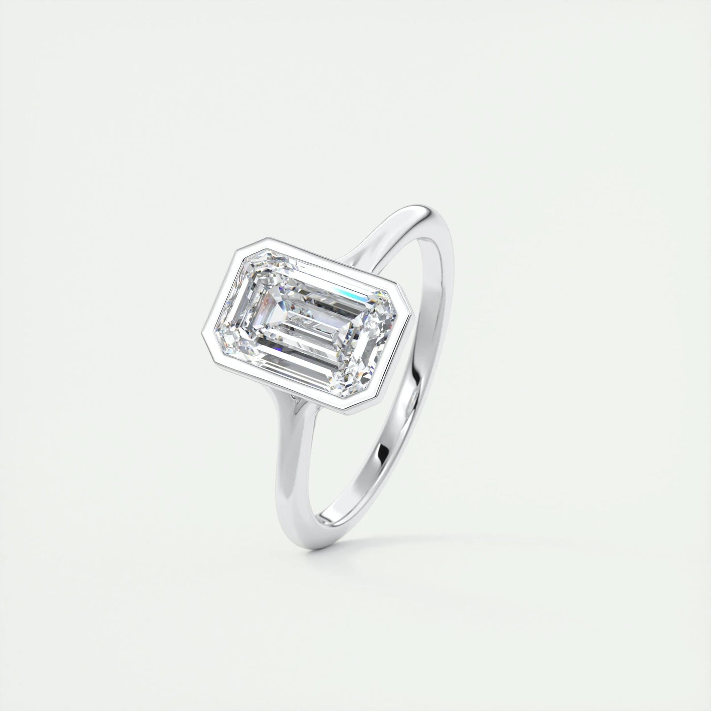 2.03 CT Emerald Cut Bezel Solitaire Moissanite Engagement Ring 4