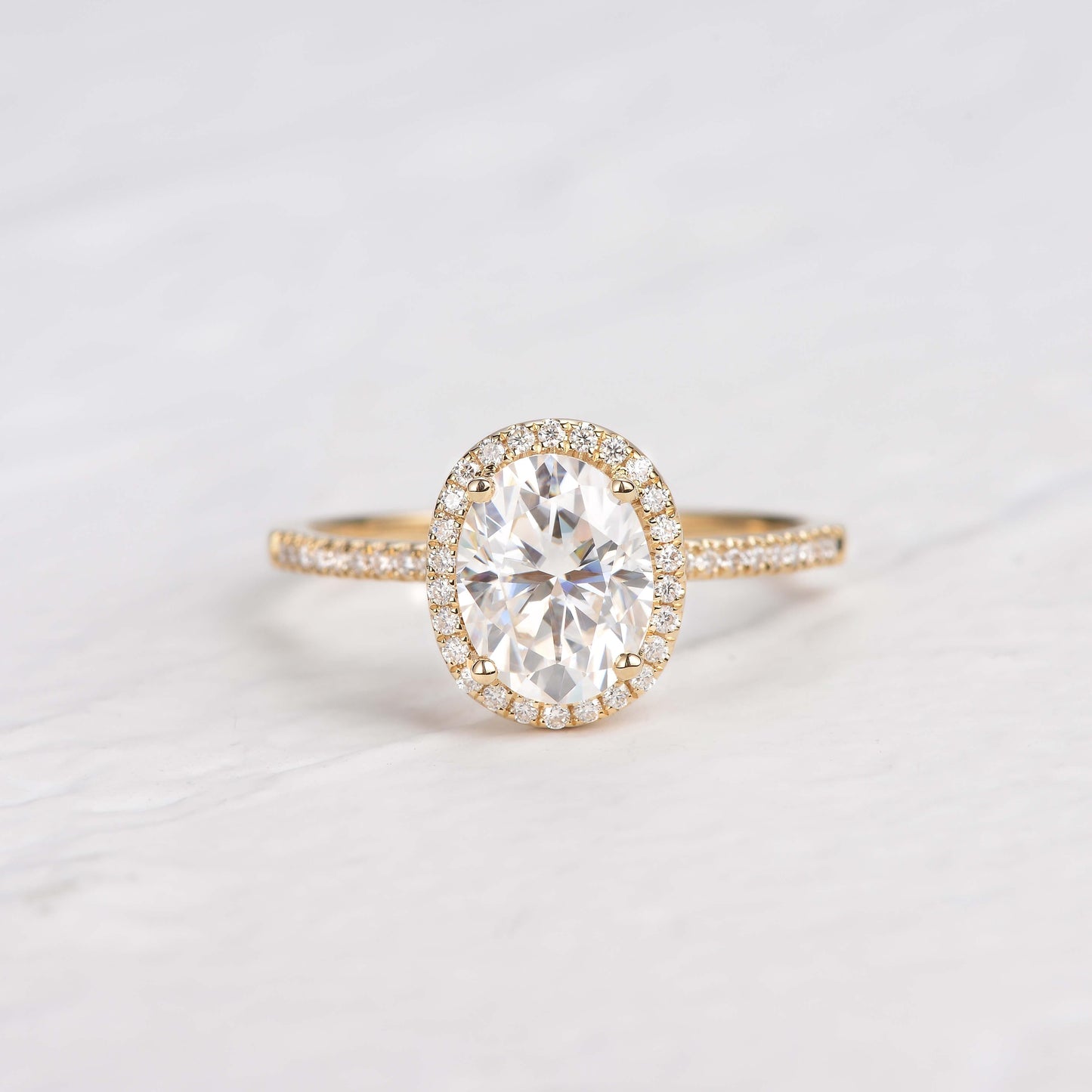 1.91 CT Oval Cut Halo Pave Moissanite Engagement Ring 13