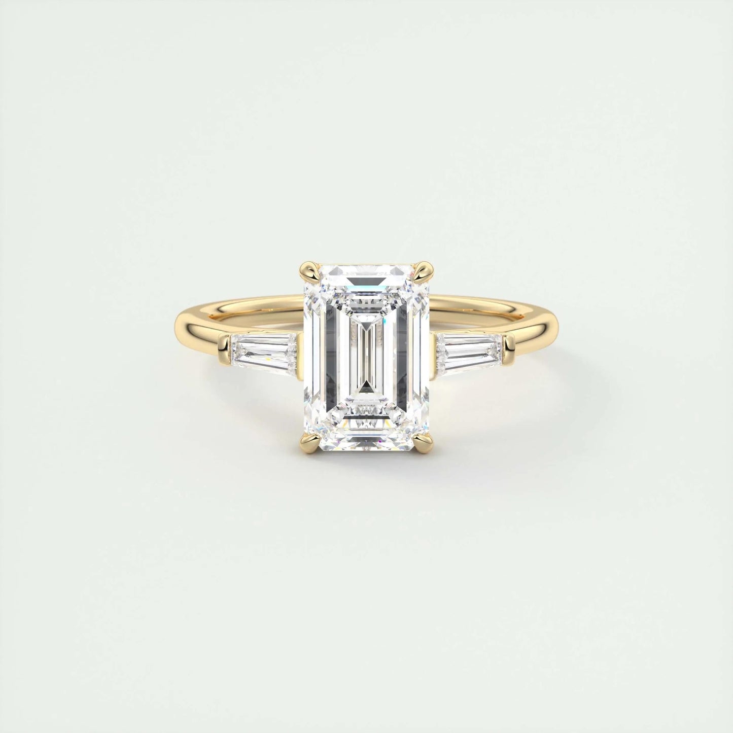 1.91 CT Emerald Cut Three Stone Moissanite Engagement Ring 9