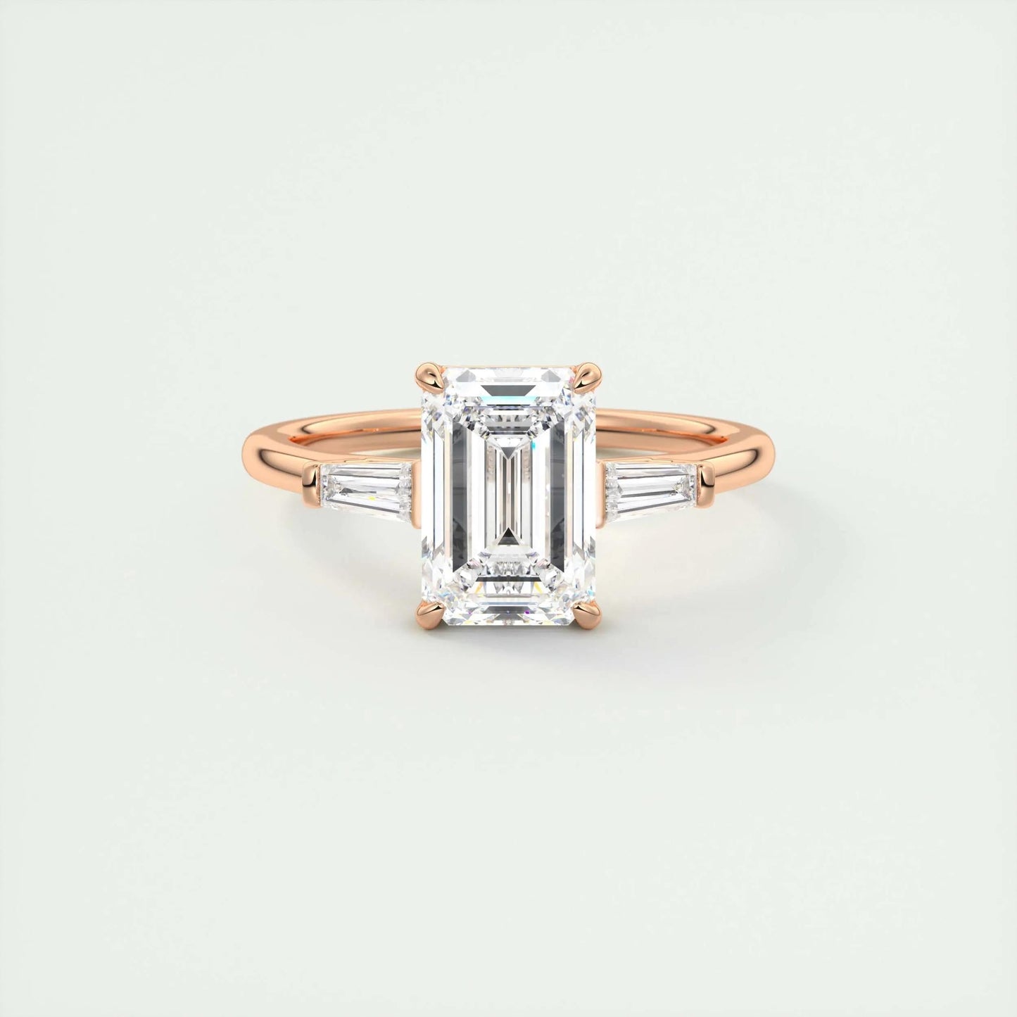 1.91 CT Emerald Cut Three Stone Moissanite Engagement Ring 16